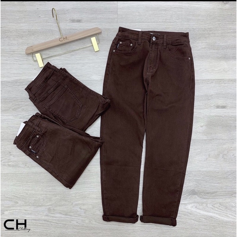 Quần bò nâu hotren & xám rách gối bụi bặm🌸DAQUY20🌸quần jeans baggy nâu cực hot | BigBuy360 - bigbuy360.vn