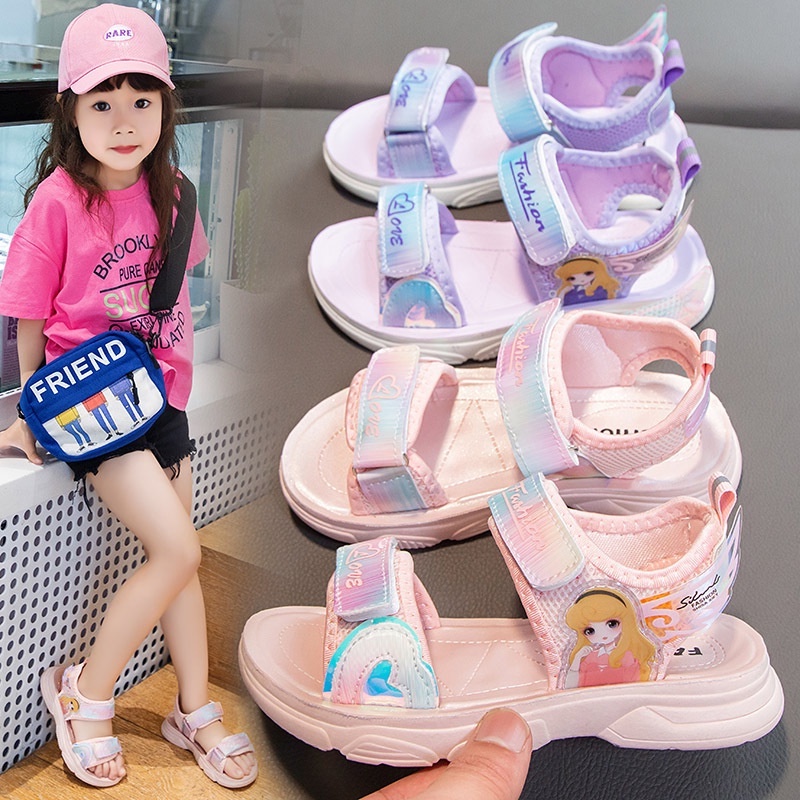 Sandal bé gái in hình công chúa - Xăng đan đi học cho bé gái - Mẫu mới HQ102