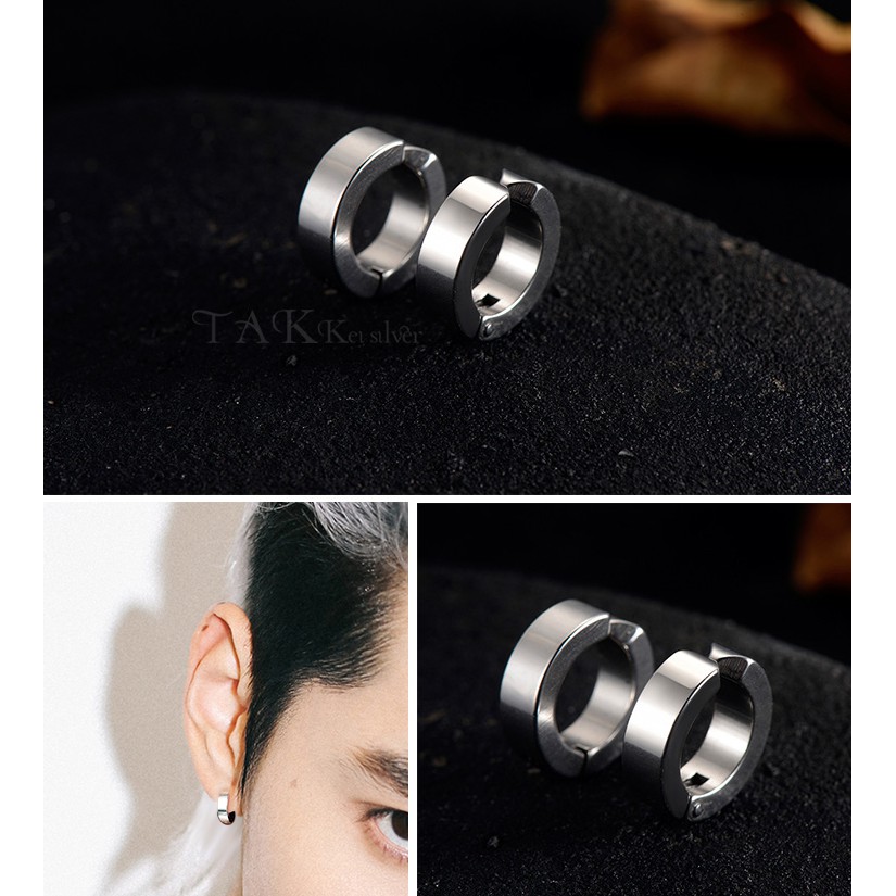Khuyên tai màu trơn đơn giản thời trang Hàn Quốc hip hop không bấm lỗ dễ phối đồ dành cho nam và nữ