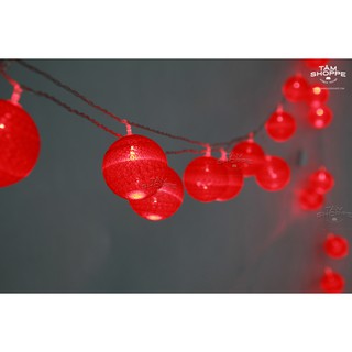 [LOẠI 1] DÂY ĐÈN COTTON BALL THÁI LAN MÀU ĐỎ SỐ 09 (LED)