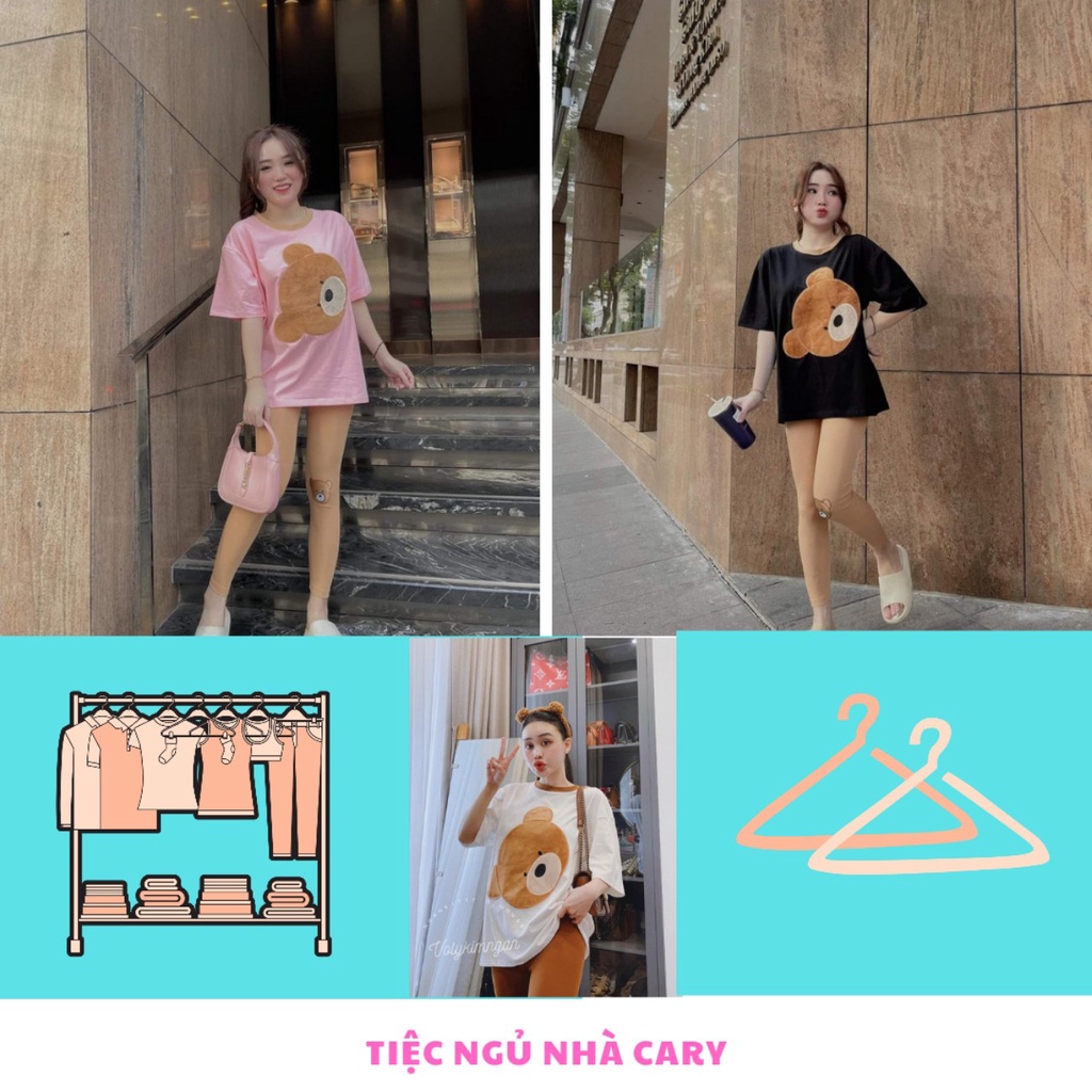 Set bộ thun CARY,bộ áo thun cotton thêu gấu form rộng cao cấp hot trend