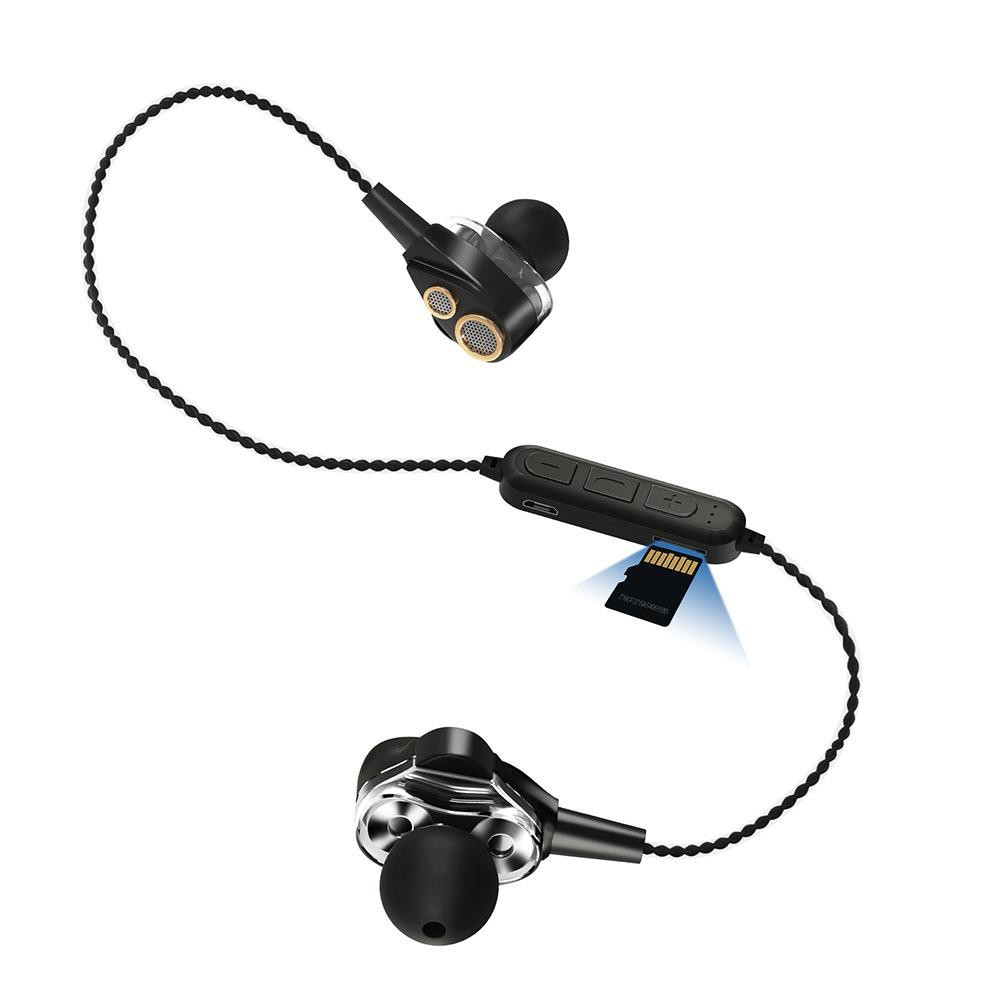 Tai Nghe Bluetooth SMN-15 Lõi Kép Wireless Earbuds iOS/Android  Super Bass 4 loa - Có khe cắm thẻ nhớ