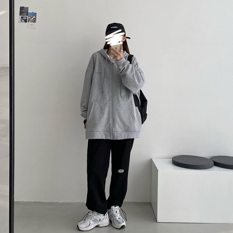 Áo Hoodie Zip Unisex Nam Nữ thêu MmLG form rộng ZoZo_unisex