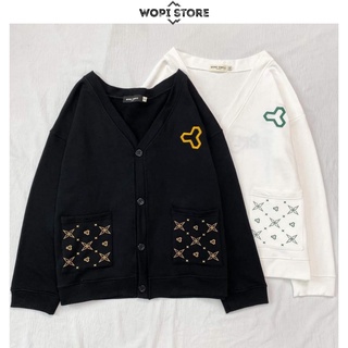 Áo Khoác Cardigan Dài Tay LIBRES Form Rộng Nam Nữ Vải Nỉ Chân Cua Dày Dặn Thiết Kế Họa Tiết Cá Tính Ulzzang Unisex