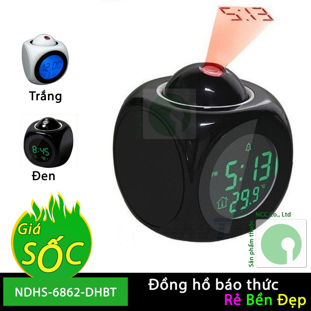 Đồng hồ báo thức có giọng nói và chiếu lên trần nhà xem giờ - NDHS-6862-DHBT-T