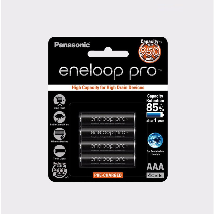 Vỉ 4 pin AAA ( pin đũa) eneloop 950mAh