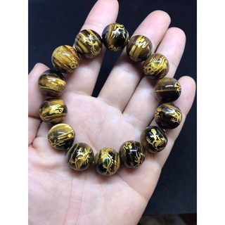 Vòng tay đá phong thủy chạm rồng 14ly