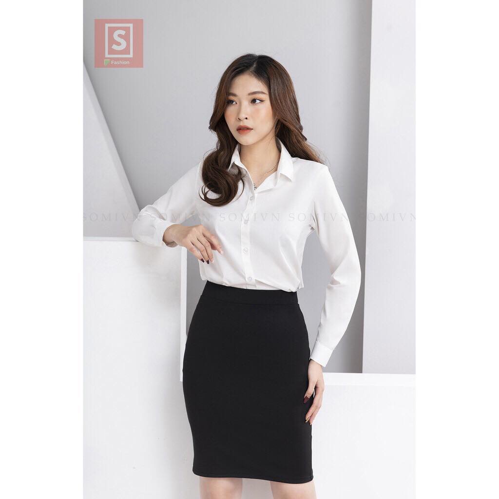 Áo sơ mi nữ tay dài chất vải mềm mát không nhăn | BigBuy360 - bigbuy360.vn