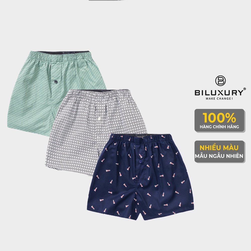 Biluxury combo quần ngủ nam boxer cotton thoáng mát thun co giãn màu bất kỳ