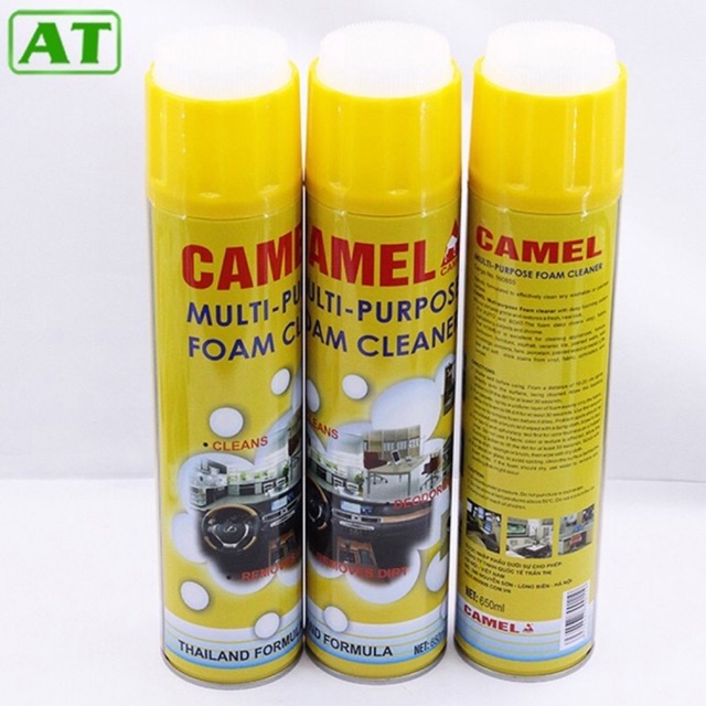 Chai Xịt Bọt Đa Năng Vệ Sinh Ghế Da Nội Thất Ô Tô Foam Cleaner Màu Vàng ( HƯƠNG CHANH ) 650ml