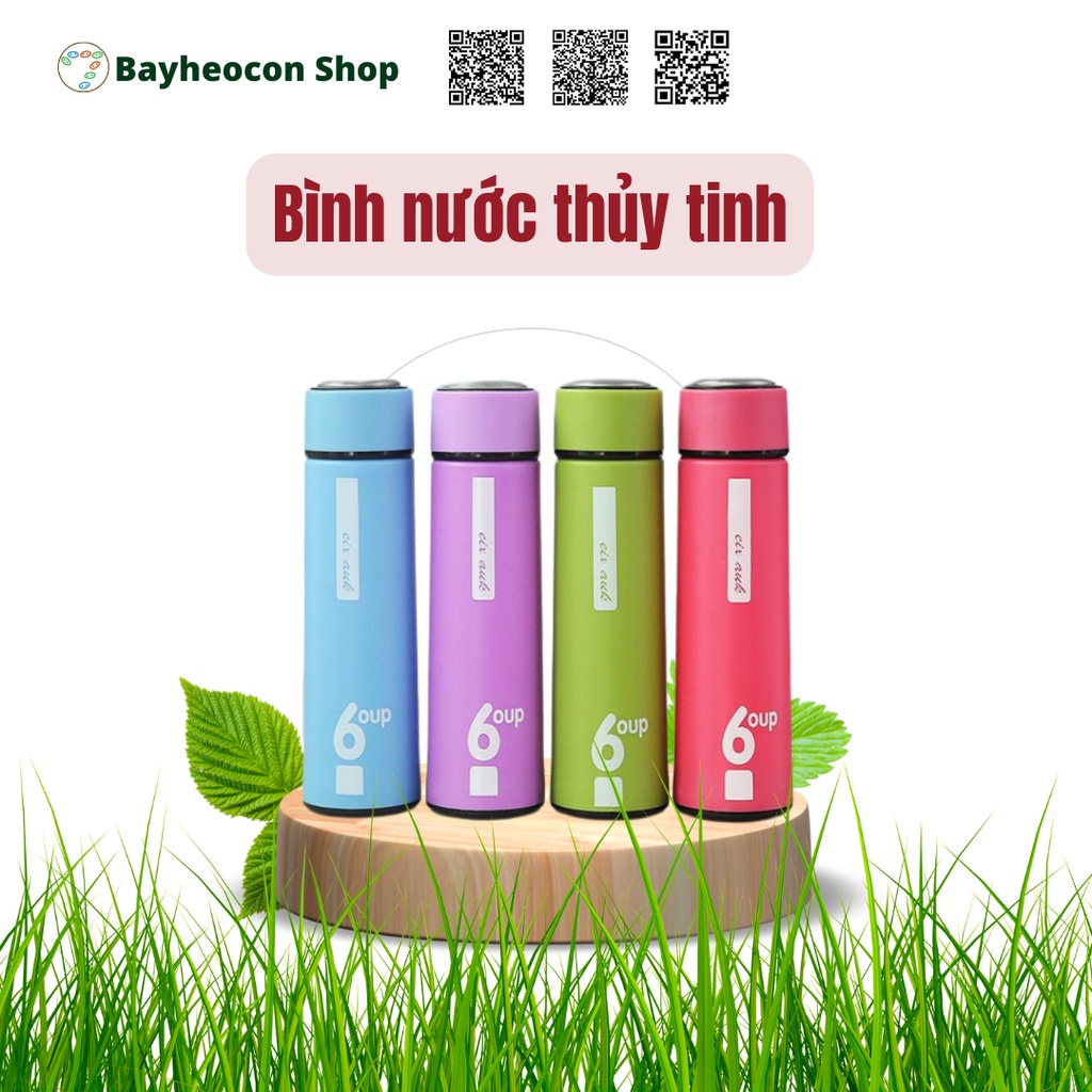 Bình Đựng Nước Giữ Nhiệt Lõi Thủy Tinh Chống Nóng Siêu Bền Đẹp 450ml (Nhiều Màu)