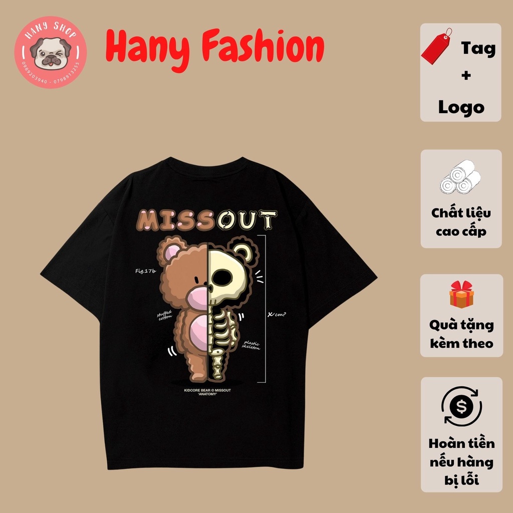 Áo thun unisex tay lỡ MISSOUT X-BUNNY tee đầy đủ tag cổ tag tay - Hany shop