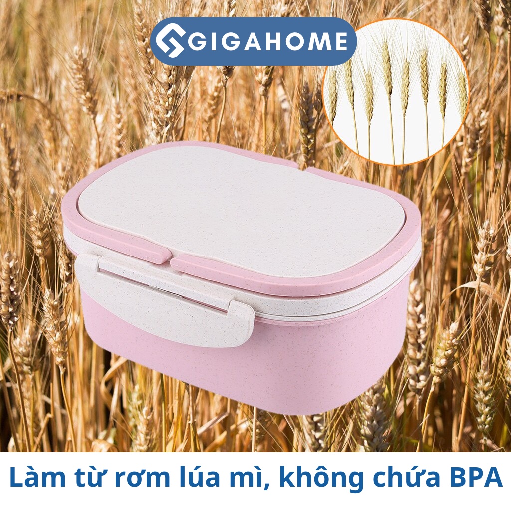 Hộp Đựng Cơm Lúa Mạch 2 Tầng 3 Ngăn GIGAHOME An Toàn Sức Khỏe, Thân Thiện Môi Trường 5634