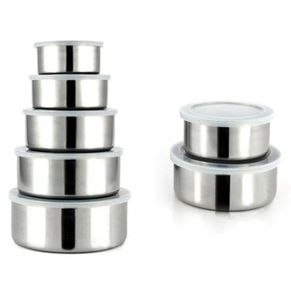 Bộ thố lạnh inox 5 món , Bộ 5 hộp đựng thực phẩm inox có nắp đậy