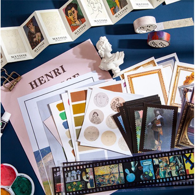 Bộ 36 chi tiết sticker postcard Master paintings set decor trang trí phòng, sổ tay | BSQ038