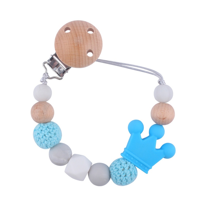Kẹp Núm Vú Giả Bằng Silicone Chuỗi Hạt Hình Vương Miện Cho Bé Sơ Sinh
