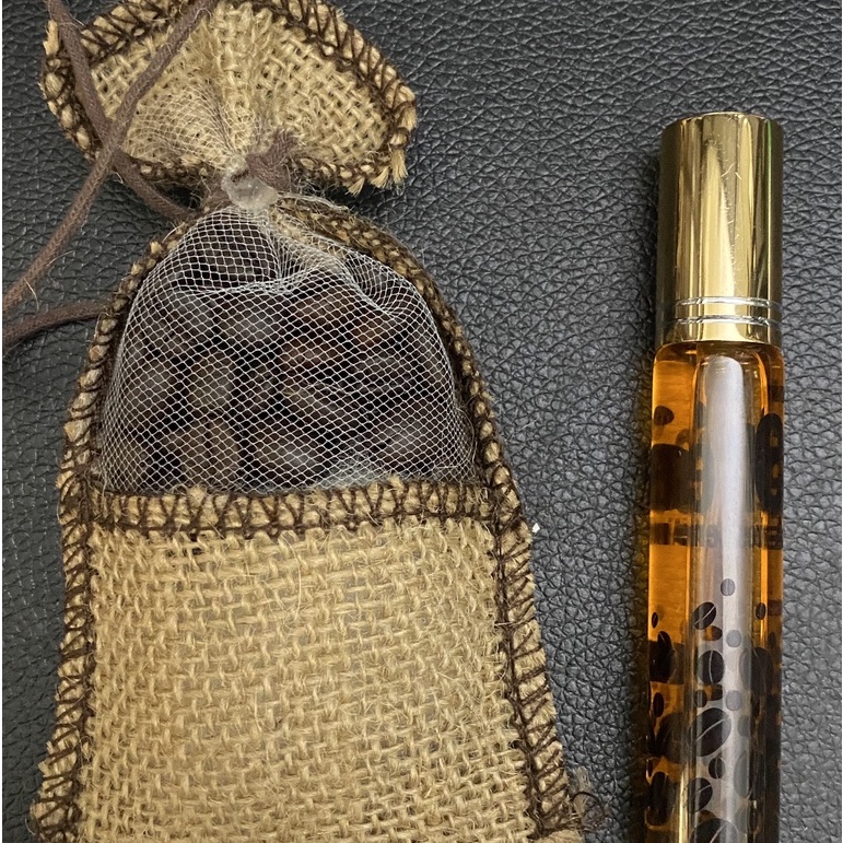 Túi thơm treo xe, túi cà phê khử mùi ô tô tặng kèm tinh dầu cà phê khử mùi xe hơi