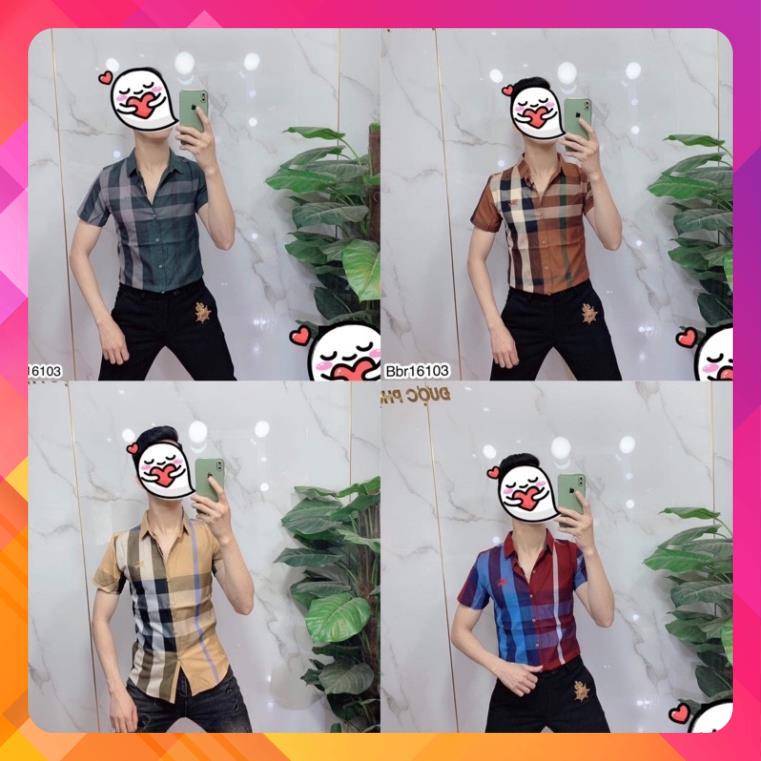 Áo sơ mi cộc tay nam - Áo sơ mi cộc tay Bbr - Sơ mi nam kẻ bbr siêu đẳng hót hít