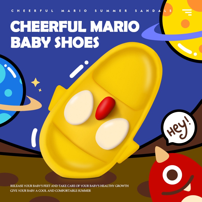 Dép đi trong nhà CHEERFUL MARIO EVA thoải mái thiết kế hoạt hình đáng yêu thời trang chất lượng cao cho trẻ em