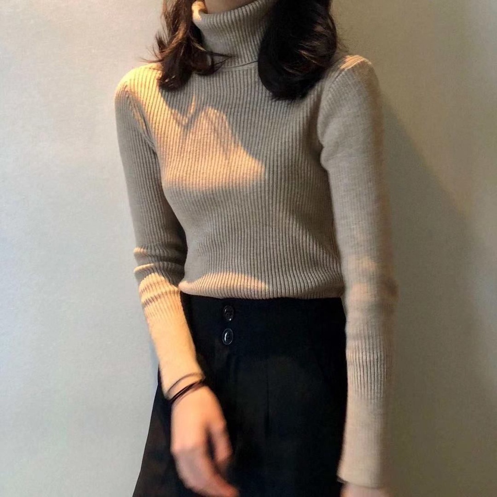Áo Sweater Dệt Kim Cổ Lọ Dáng Rộng Kiểu Hàn Quốc Thời Trang Mùa Đông Cho Nữ