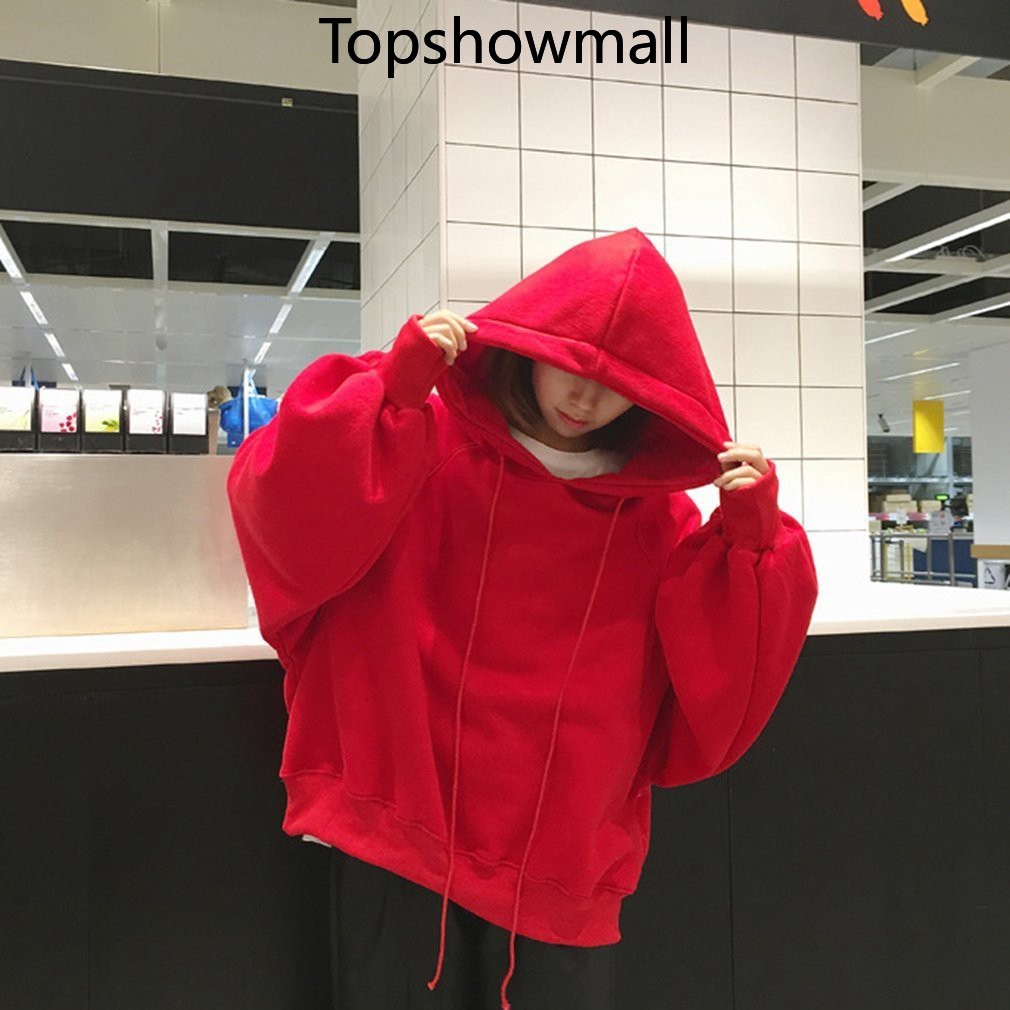 [Topshowmall] 【Tại chỗ 】 Áo hoodie nữ NỈ UNISEX ÁO KHOÁC HOODIE tay cánh dơi rộng