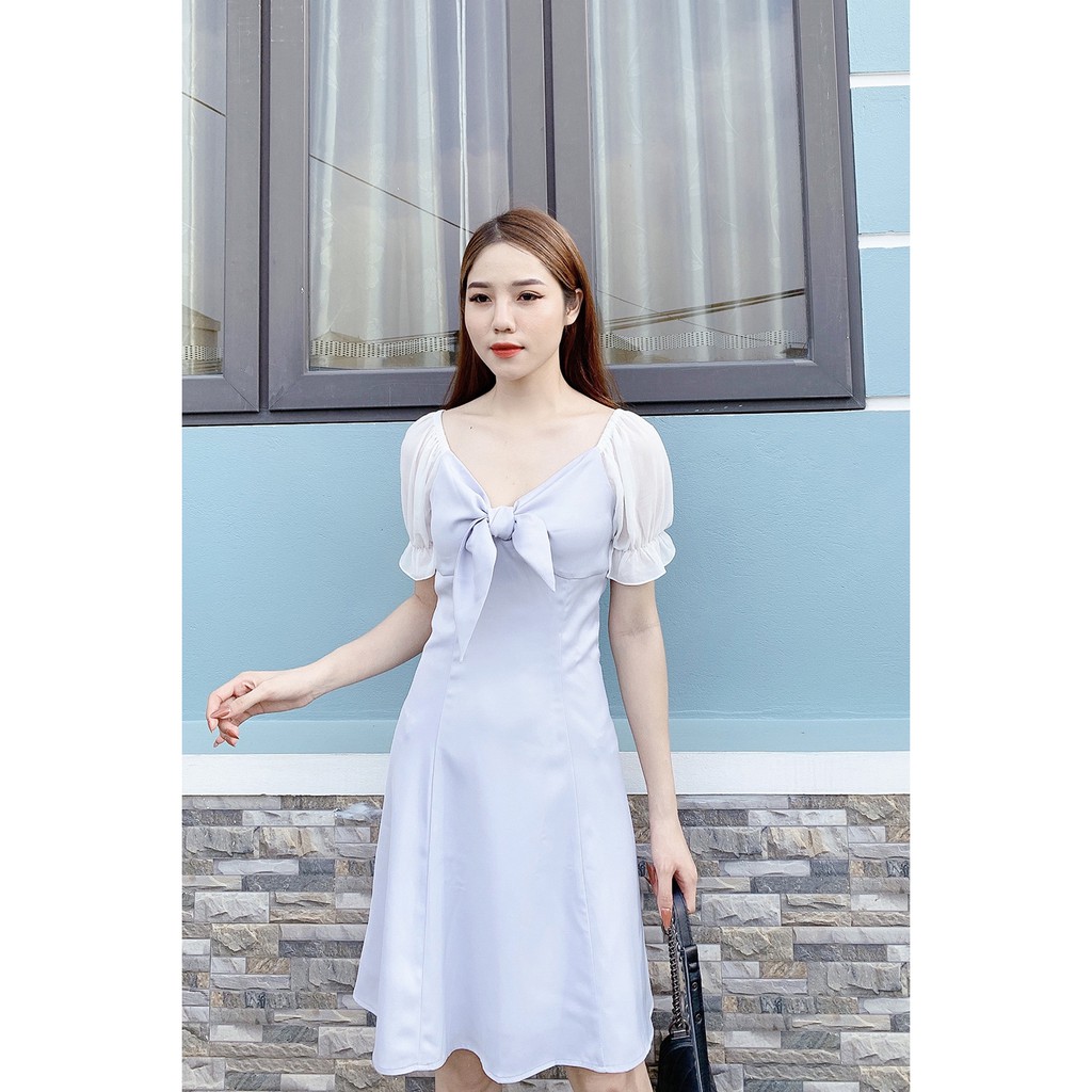Đầm xòe ngắn tay phối tay DEA0385 | BigBuy360 - bigbuy360.vn