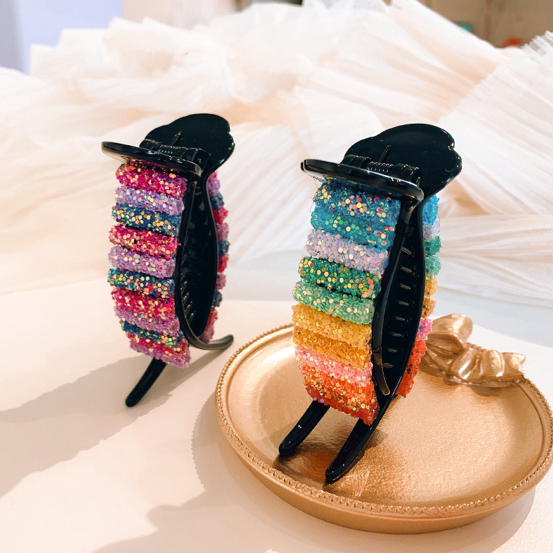 Kẹp tóc đính đá màu cầu vồng phong cách Hàn cho nữ