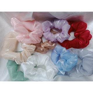 Cột tóc vải scrunchies von lụa ánh kim mềm xịn