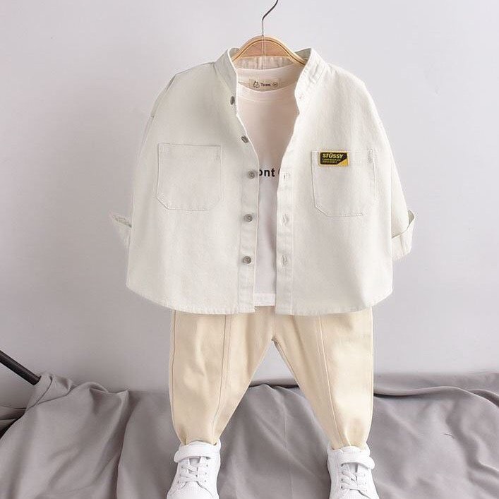 Áo khoác Jean/Kaki cho bé trai và bé gái, áo khoác dài tay phong cách_T10