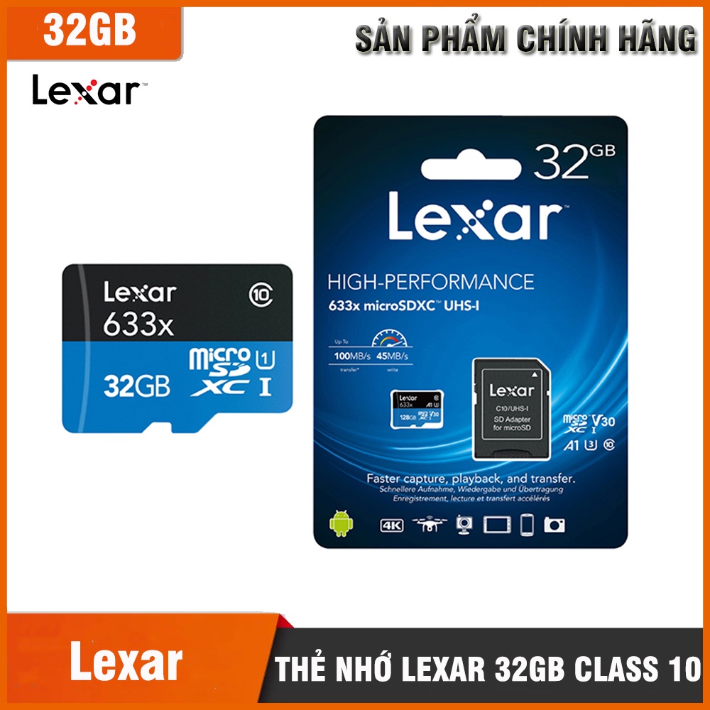 Thẻ nhớ Lexar ADATA Chính hãng 32G | 64gb Class 10, U3- Dùng cho mọi camera WIFI Imou, Ezviz, Camera giám sát hành trình