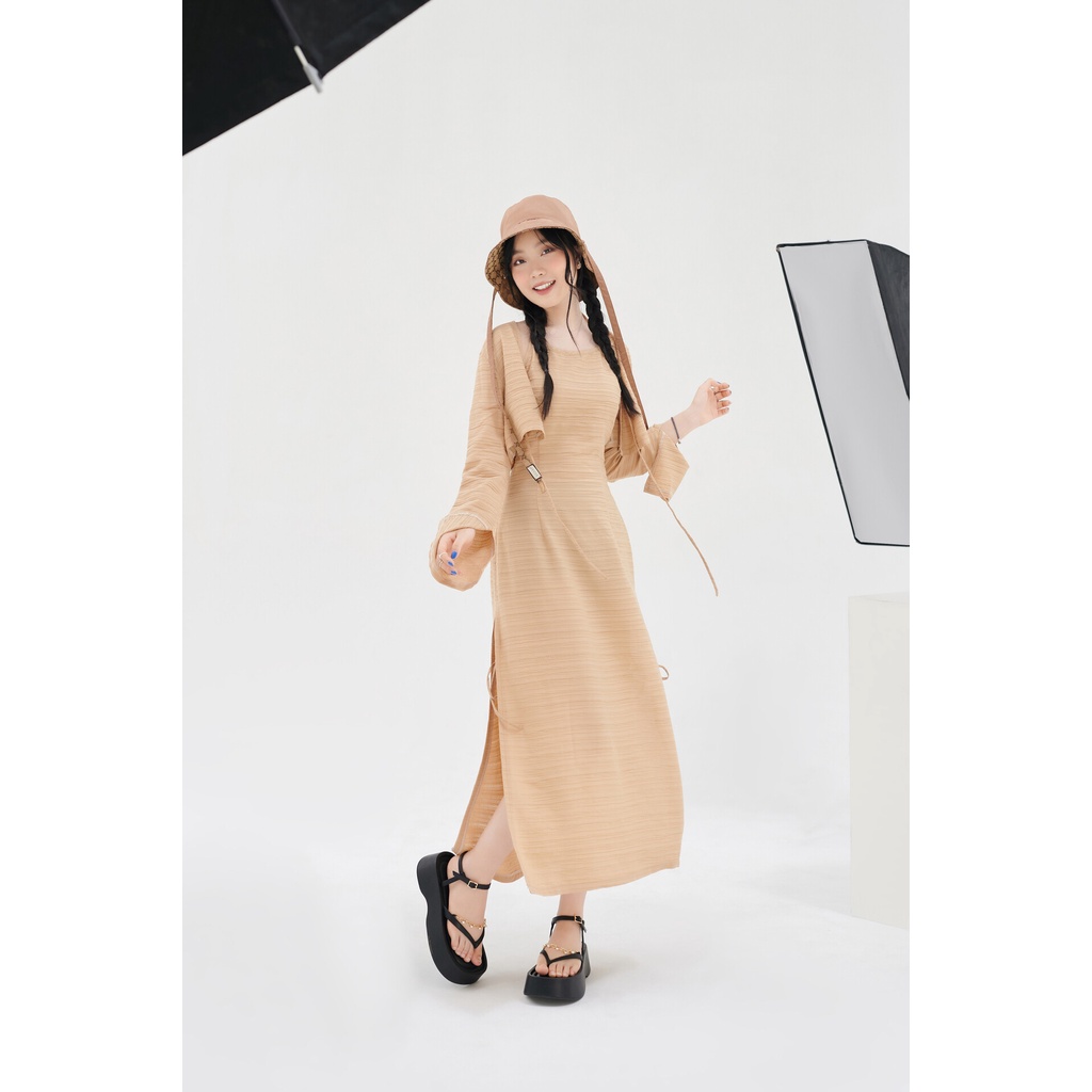 MYUNG - Set đầm yếm kèm khoác tay dài chất đũi gân lạ mắt - MAYLA SET