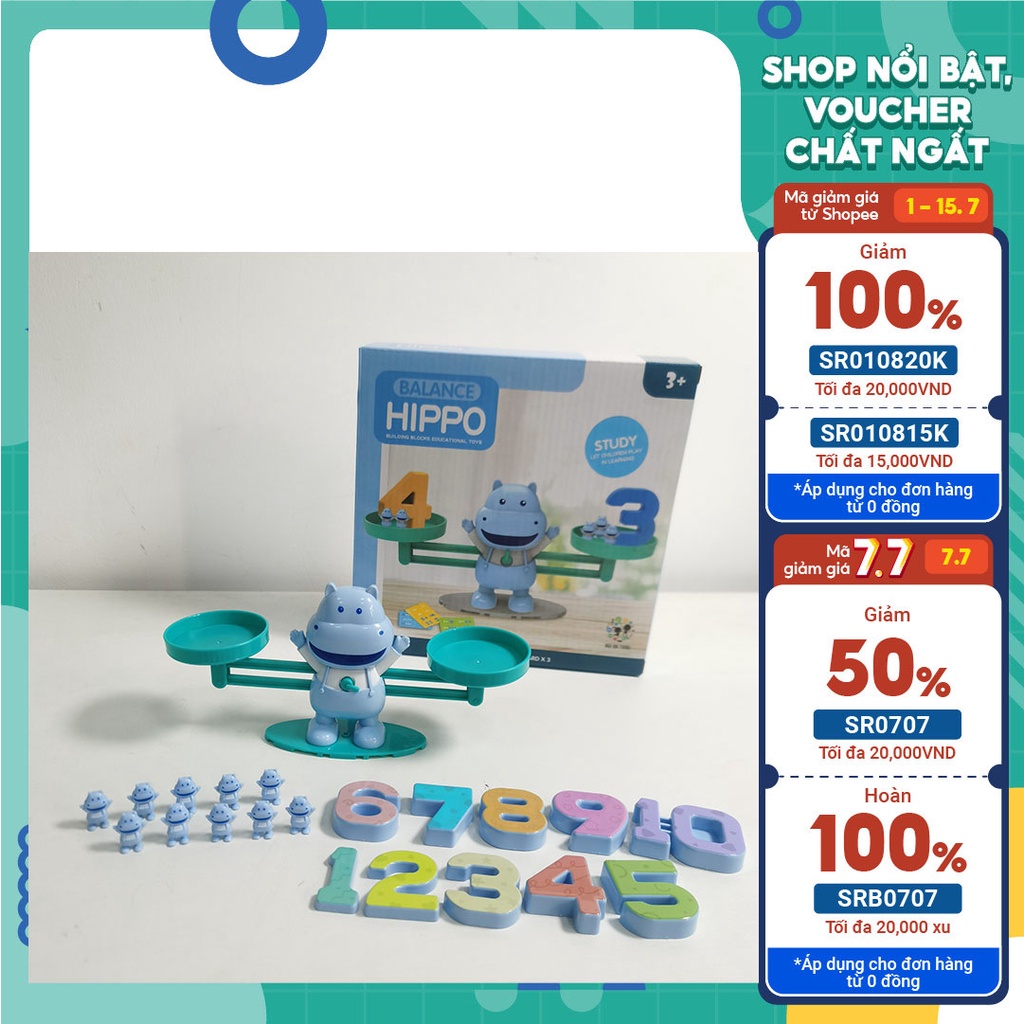 Bộ Đồ Chơi Cân Bằng Toán Học Cao Cấp Hình Cún Con - Hà Mã - Đồ Chơi Giáo Dục Size Nhỏ