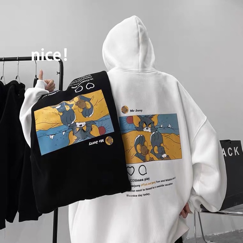Áo hoodie nam nữ,Áo sweater nỉ nam nữ from rộng Unisex chất nỉ ngoại siêu dày dặn in hình TOM
