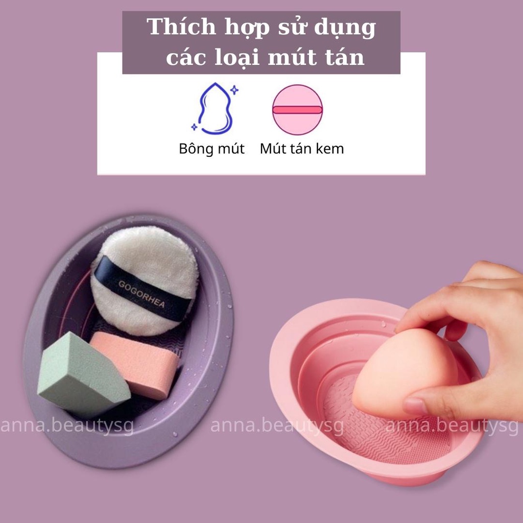Dụng cụ vệ sinh cọ trang điểm - Miếng rửa cọ bông mút trang điểm gấp gọn tiện lợi