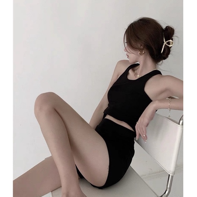 Quần legging đùi ngắn nữ chất vải dày dặn cạp cao, co giãn 4 chiều thoáng mát không xù lông Okella