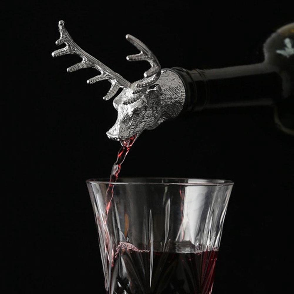 Vòi rót rượu vang kiêm nút chặn bằng thép không gỉ thiết kế hình đầu hươu sáng tạo