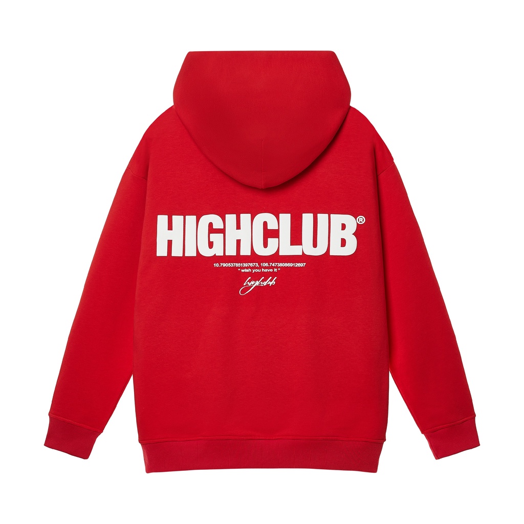 Áo Hoodie BASIC Mũ Trùm Đỏ Nỉ Cotton - HIGHCLUB Brand Chính Hãng