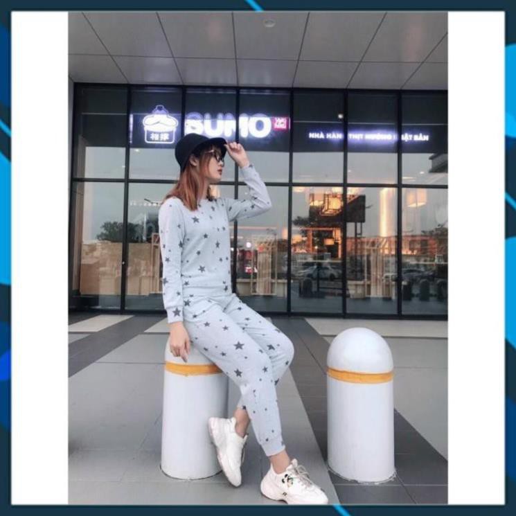 Bộ nỉ ngôi sao chất siêu mềm mịn ấm áp bộ nỉ bông nữ hình ngôi sao thời trang Banamo Fashion bộ nỉ bông ngôi sao 192