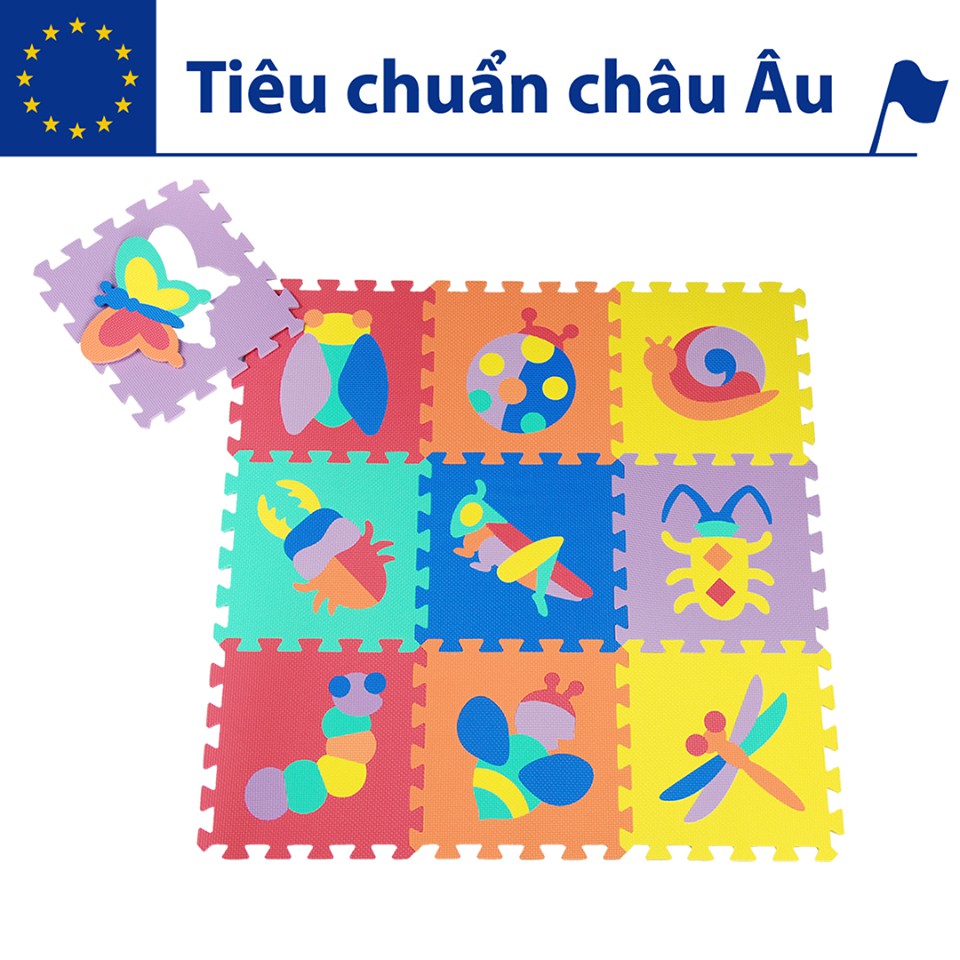 THẢM XỐP CHO BÉ- KHÔNG MÙI- động vật (10 miếng,0,6mx1,5m) SMILE PUZZLE- TIÊU CHUÂN CHÂU ÂU