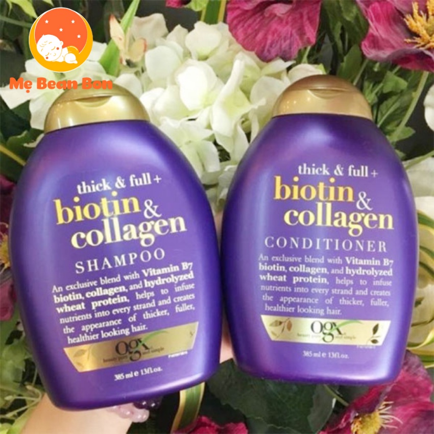 Dầu Gội xả Biotin &amp; Collagen OGX 385ml của US Ngăn Ngừa Rụng Tóc Dưỡng Tóc Chống Khô An Toàn Cho Cả Mẹ Bầu Sau Sinh