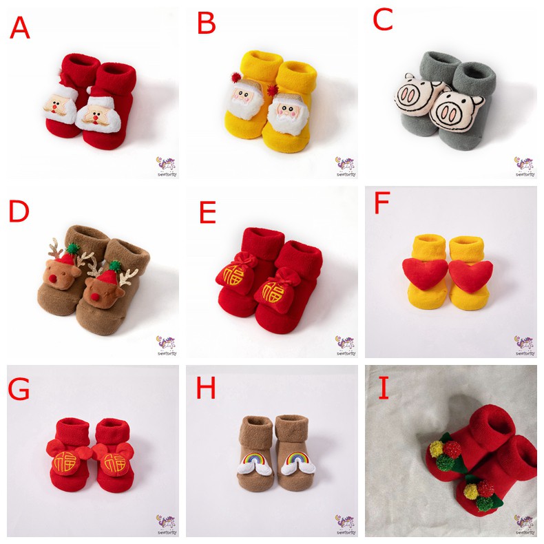 Vớ cotton chống trượt trang trí giáng sinh đáng yêu cho bé