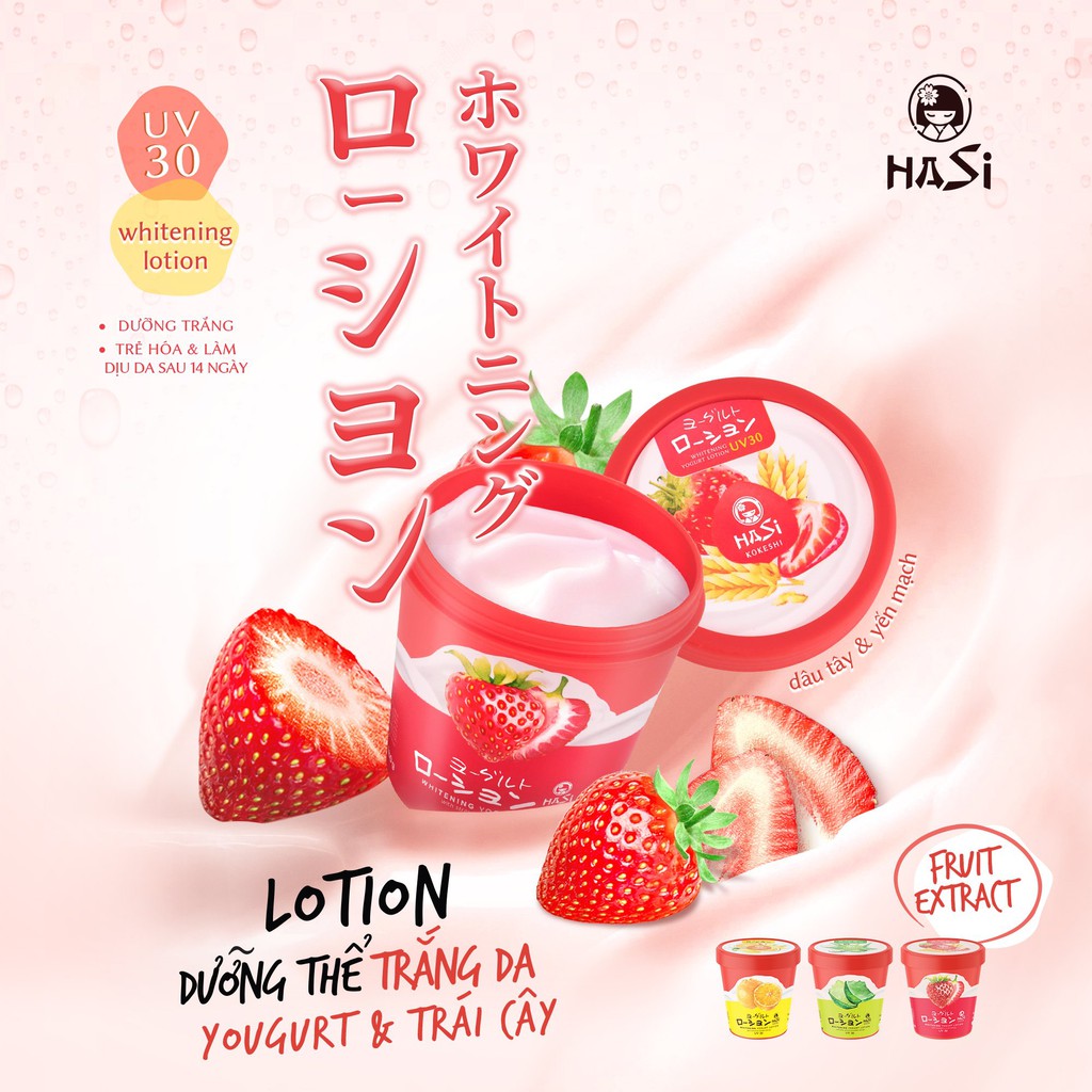 LOTION DƯỠNG THỂ TRẮNG DA YOGURT & TRÁI CÂY HASI WHITENING YOGURT LOTION UV30