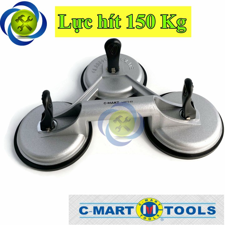 Tay hít kính - gạch 3 chấu C-Mart L0072-3 (150kg)