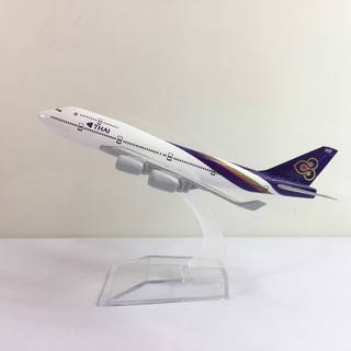 Mô hình máy bay kim loại Thái Lan Thai Airways 16cm dòng Boeing 747 món quà tặng mô hình die-cast trưng bày kệ, tủ, bàn