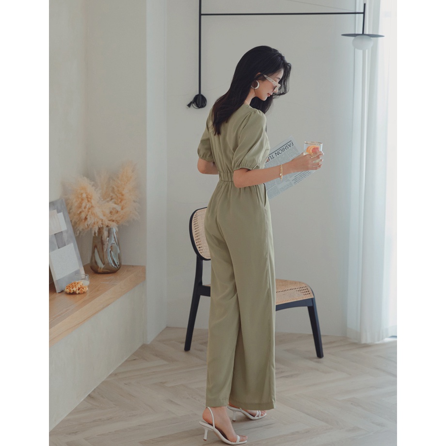 Jumpsuit cổ vuông bo eo đính nút nữ Air Space 2121828009
