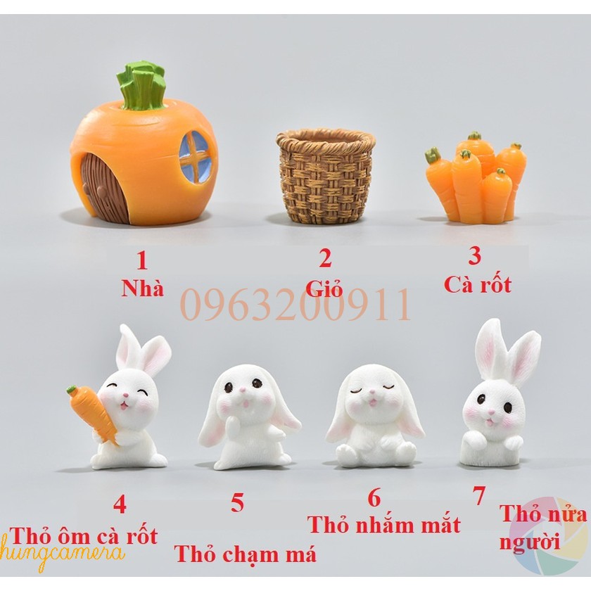 Phụ kiện trang trí - Gia đình thỏ nhà cà rốt