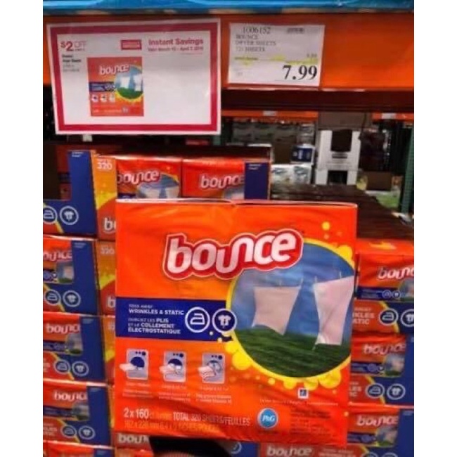 Giấy thơm dùng cho máy sấy,bỏ tủ quần áo Bounce xuất xứ Mỹ 160 ờ