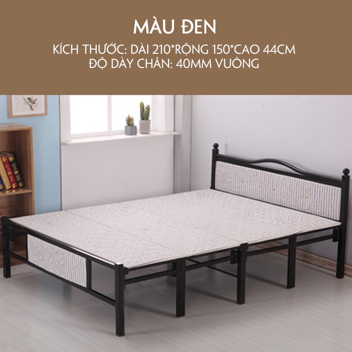 Giường ngủ xếp gọn khung sắt cao cấp (KT: 210x150 x44cm)