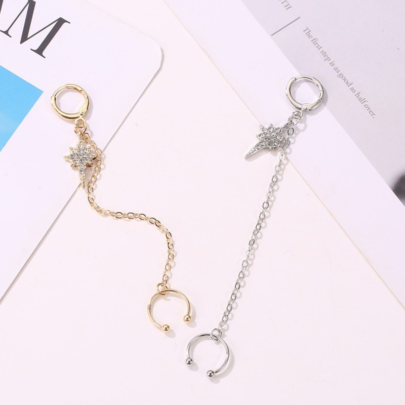 Hoa Tai Dáng Dài Đính Đá Nhân Tạo Thời Trang