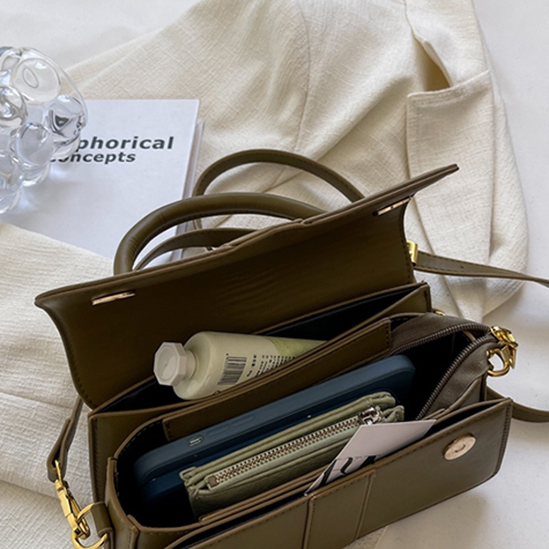 Túi đeo vai IELGY hình vuông nhỏ thêu chỉ phong cách retro dễ phối đồ thời trang cho nữ